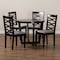 Baxton Studio Leda Grey Upholstered and Dark Brown Finished Wood 5-Piece Dining Set 169-9406-10898 - alternate 4
